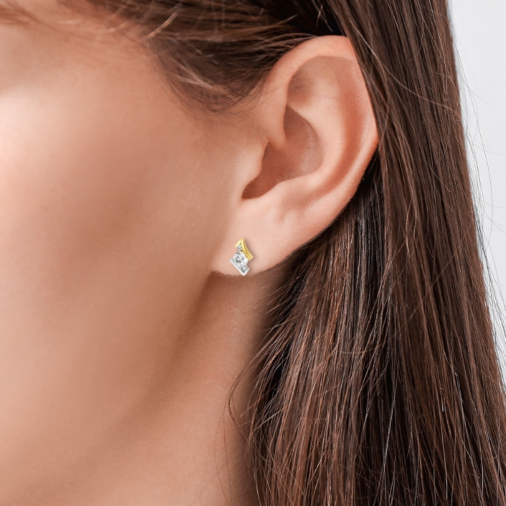 Náušnice zo žltého zlata s kameňmi Bezfarebný kubický zirkón