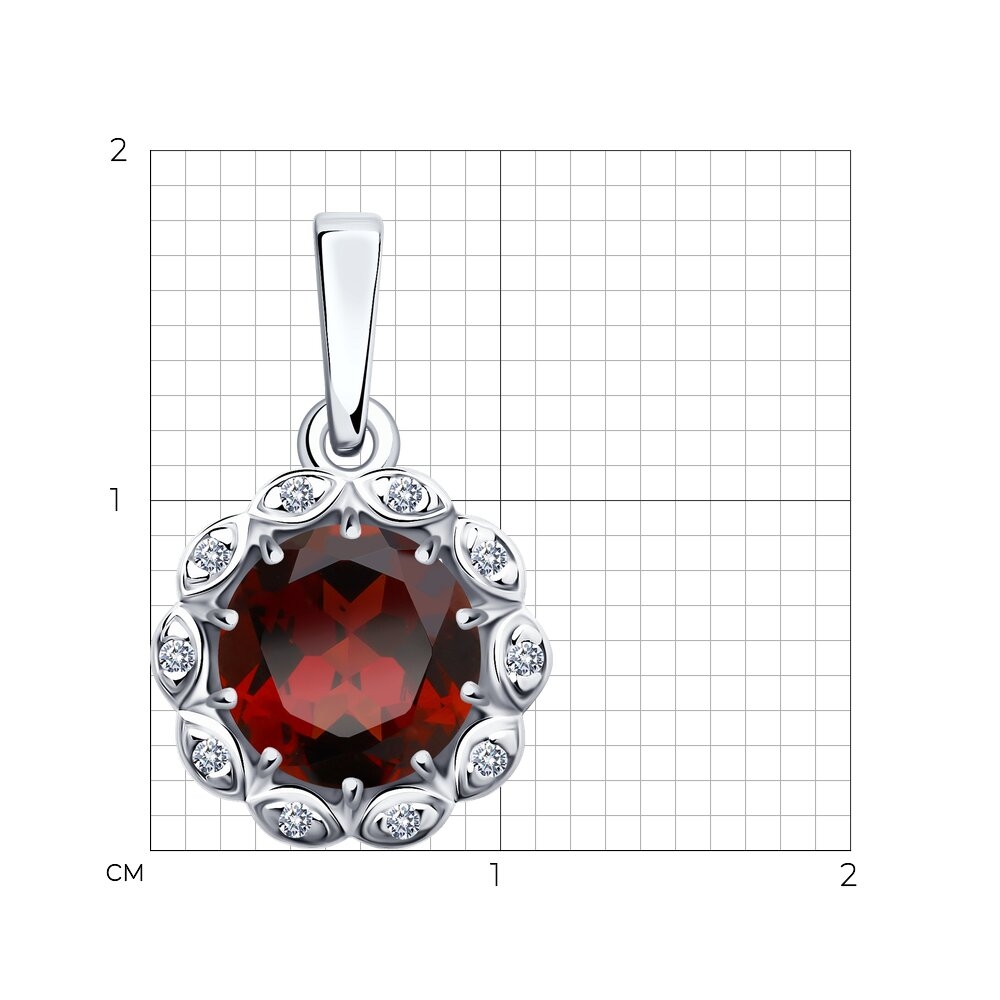 Strieborný prívesok s granátom a kubickým zirkónom