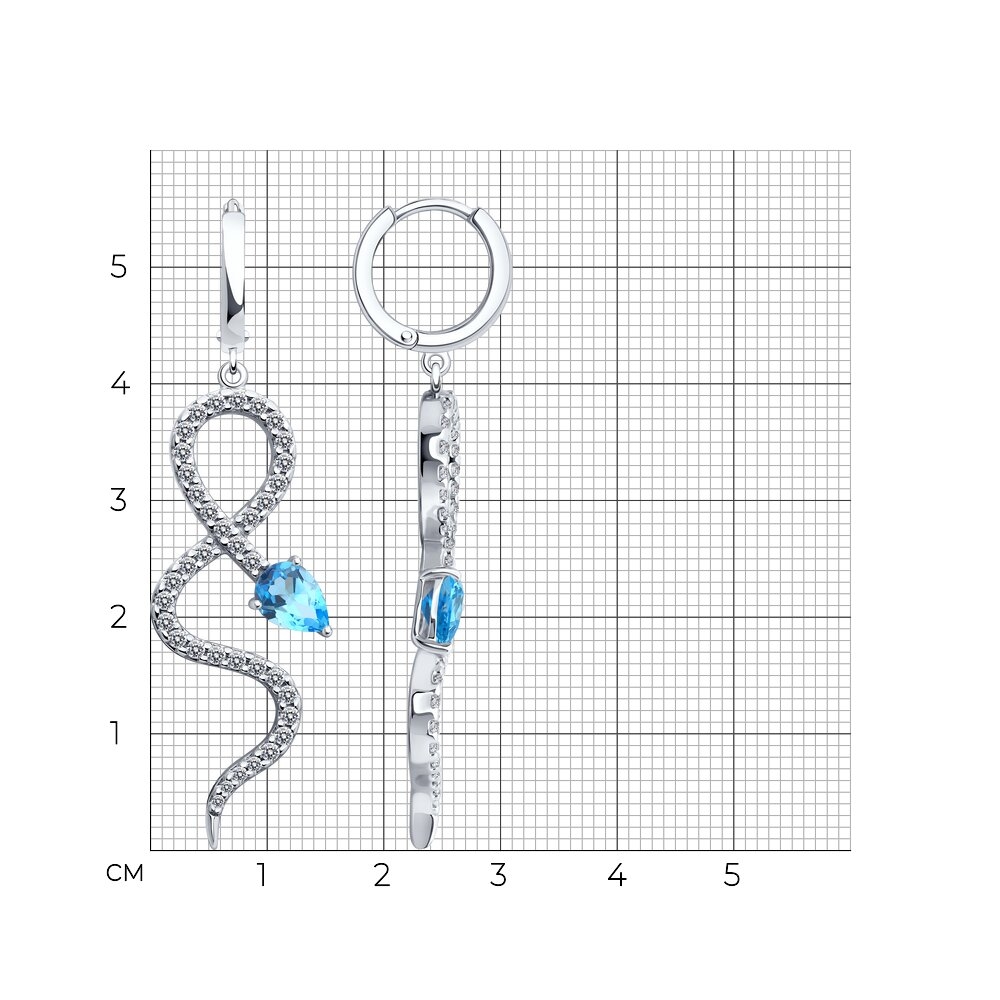 Náušnice  striebras kameňmi Topás, Kubický zirkón