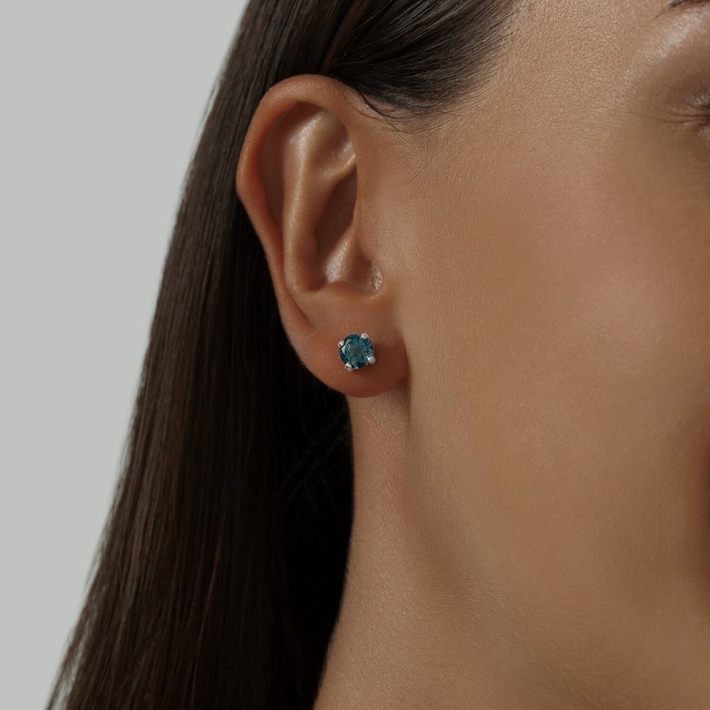 Náušnice  zo striebra s kameňmi London blue topás