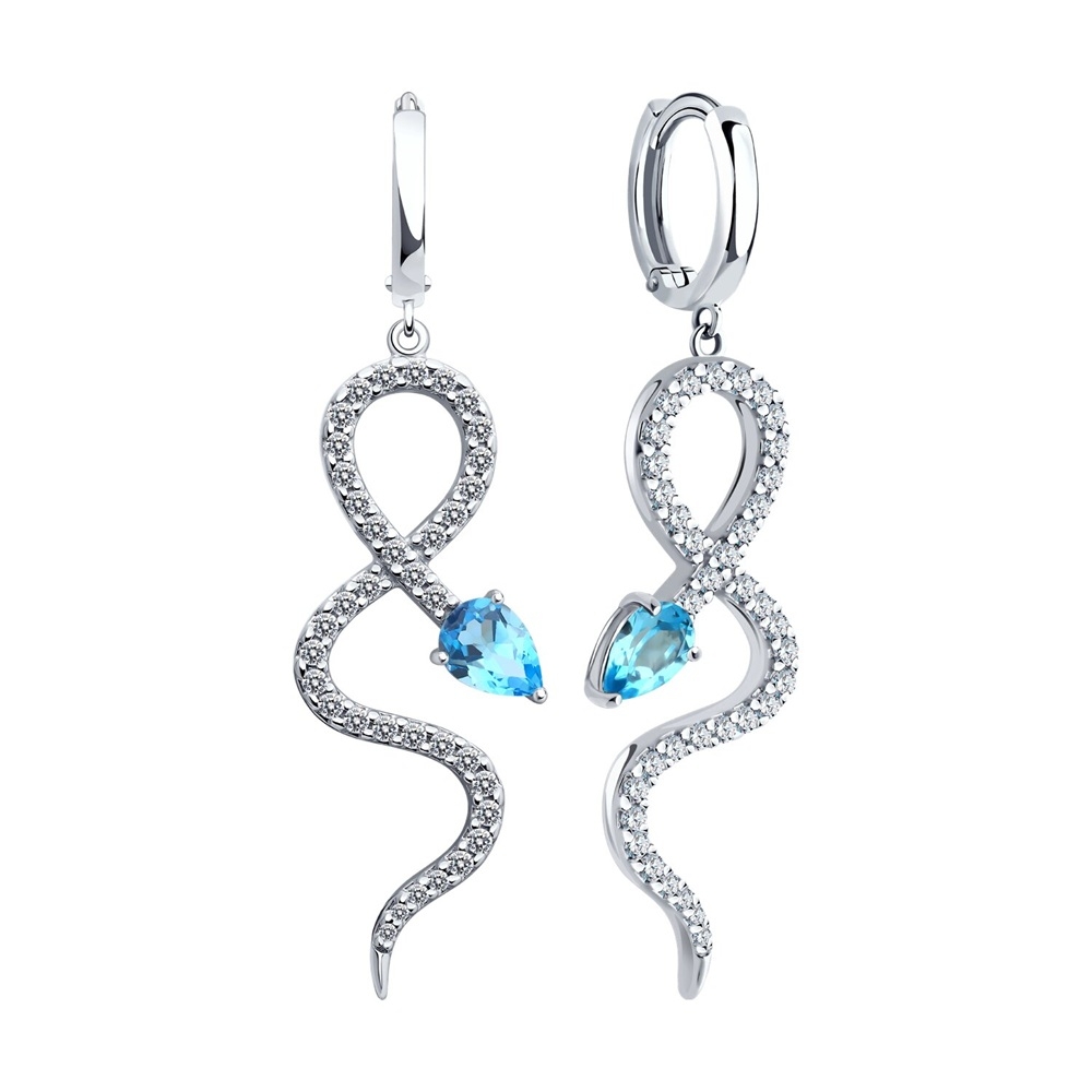 Náušnice  striebras kameňmi Topás, Kubický zirkón