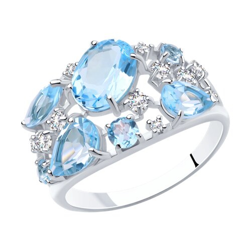 Prsteň z strieborný s kameňmi Topás, Kubický zirkón