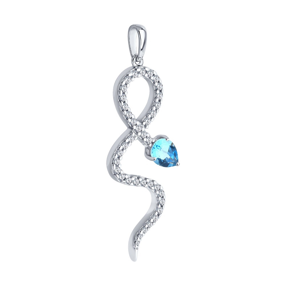 Pozastavenie z strieborný s kameňmi Topás, Kubický zirkón