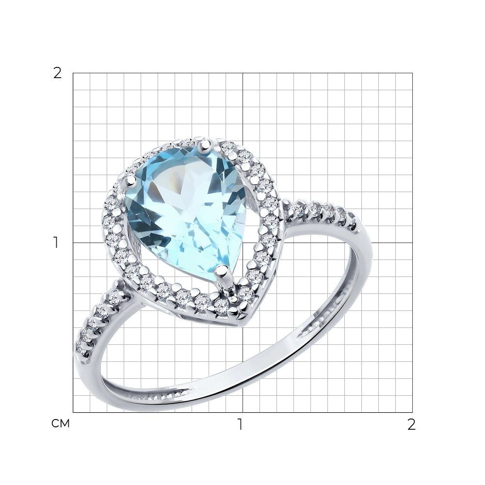 Prsteň  striebras kameňmi Topás, Kubický zirkón