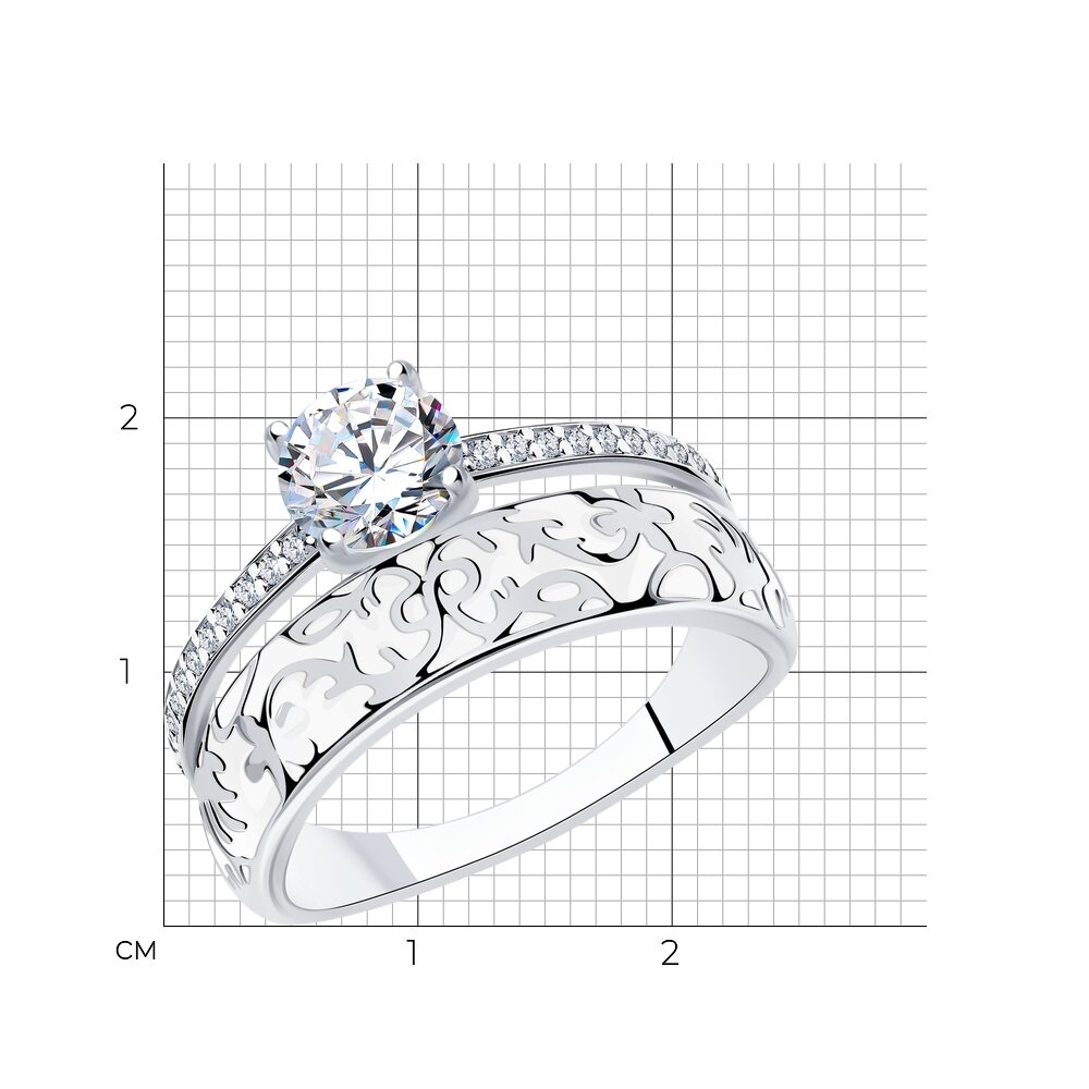 Prsteň z strieborný s kameňmi Kubický zirkón, Enamel