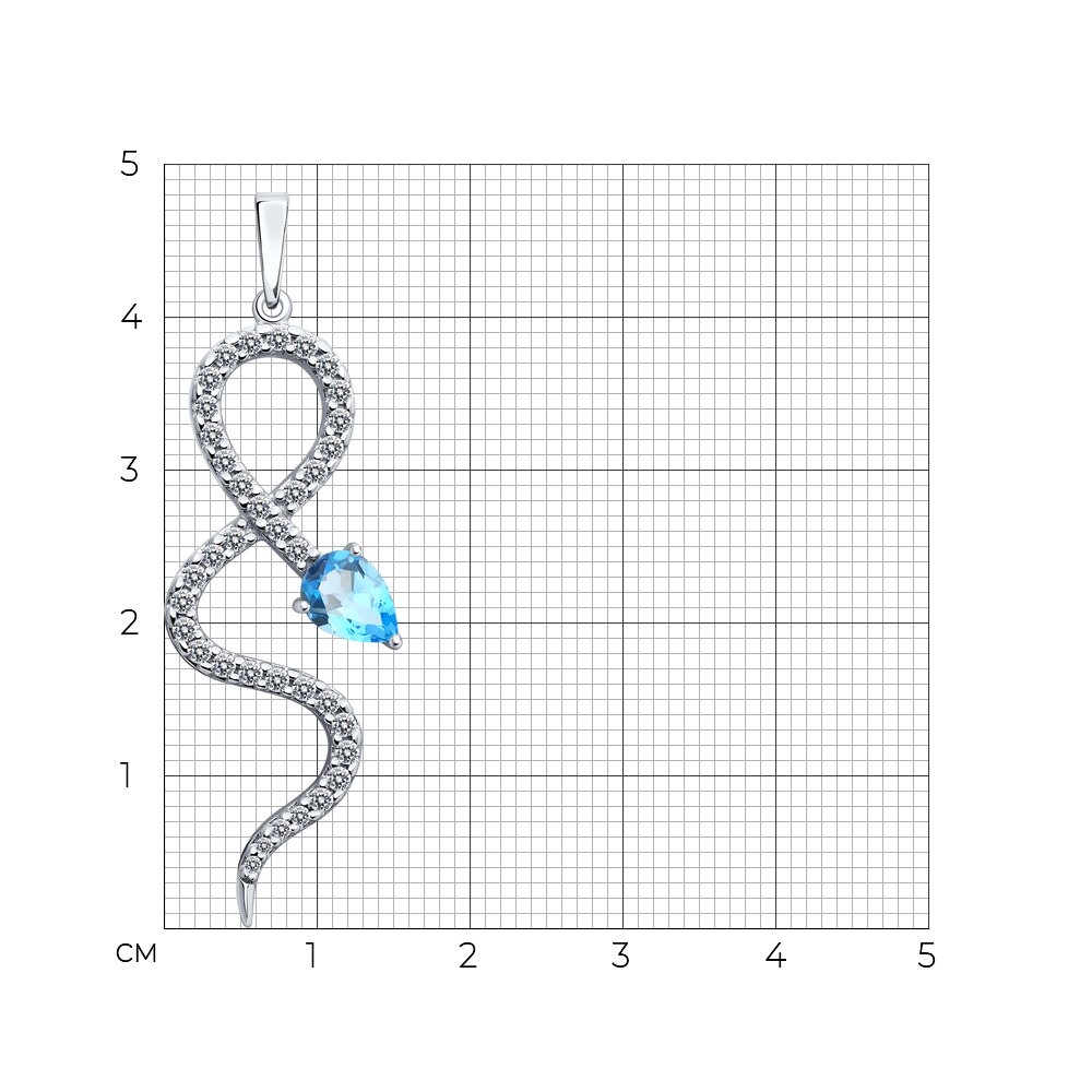 Pozastavenie z strieborný s kameňmi Topás, Kubický zirkón