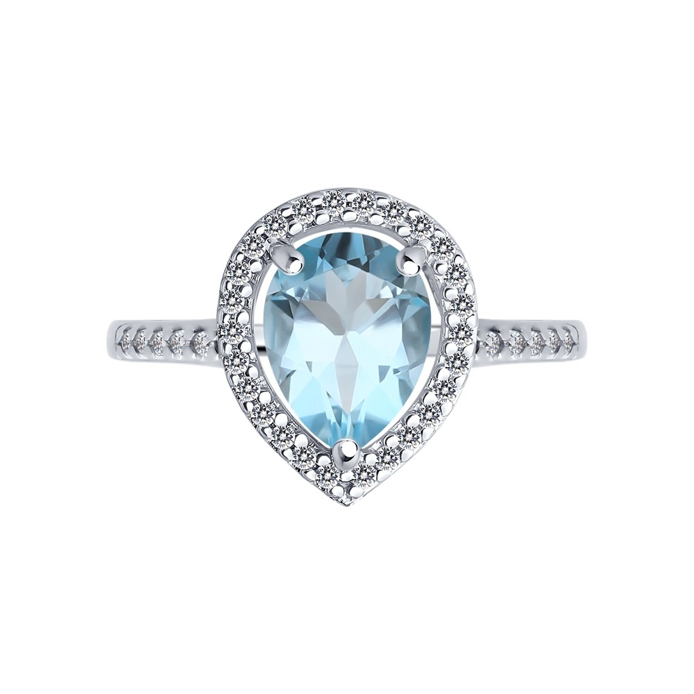 Prsteň  striebras kameňmi Topás, Kubický zirkón