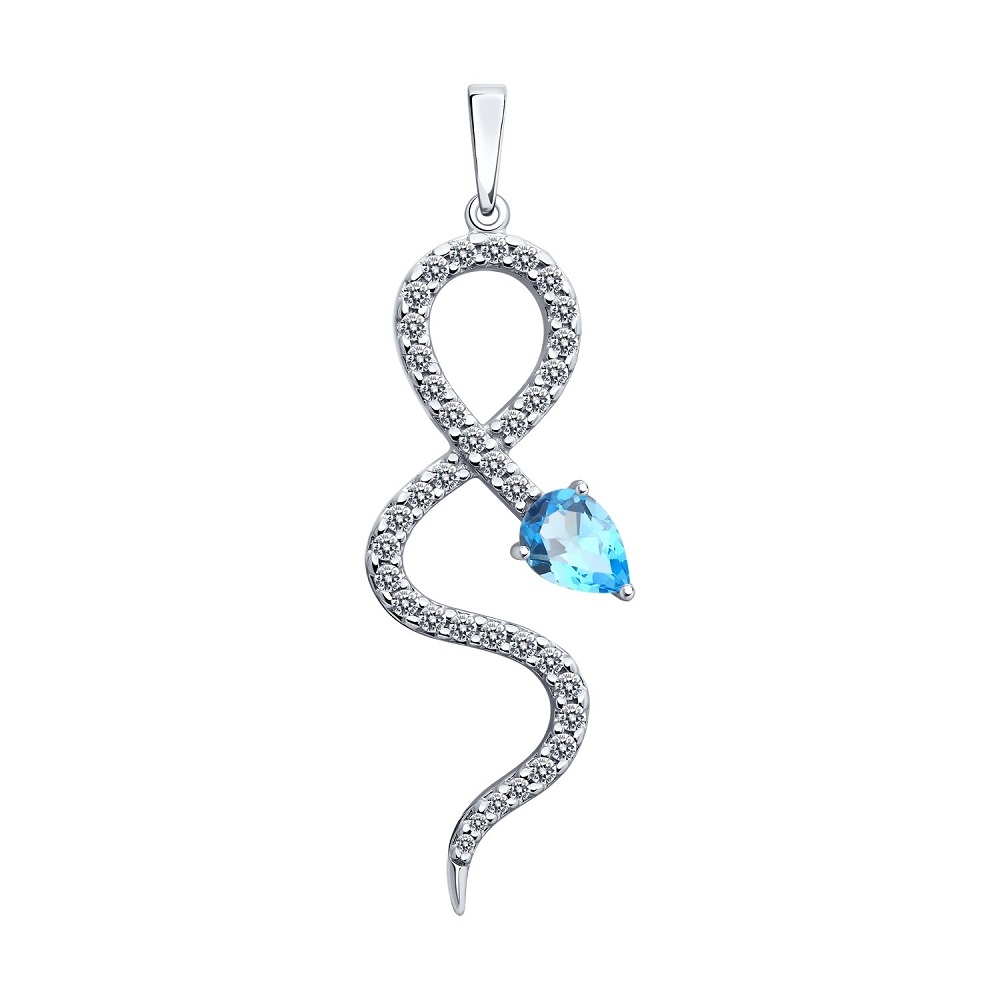 Pozastavenie z strieborný s kameňmi Topás, Kubický zirkón