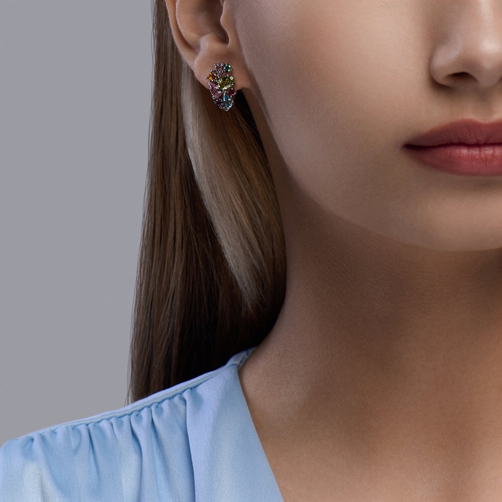 Náušnice  zo striebra s kameňmi Ametyst, Korund a Topás