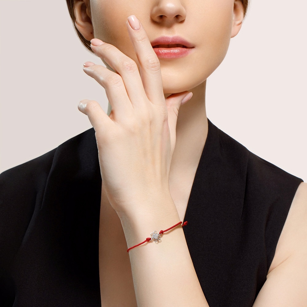 Náramok  zo striebra s kameňmi Kubický zirkón, Textilné