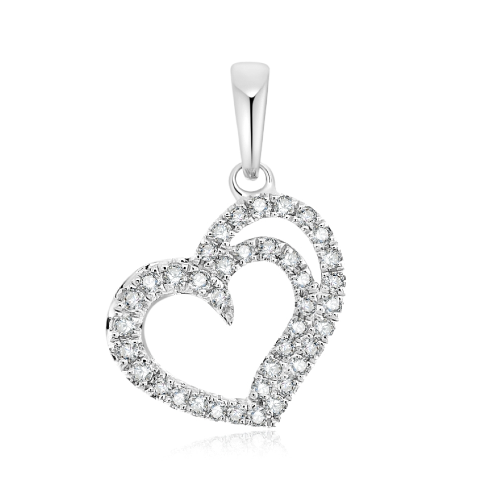Prívesok z bieleho zlata s kameňmi Diamant