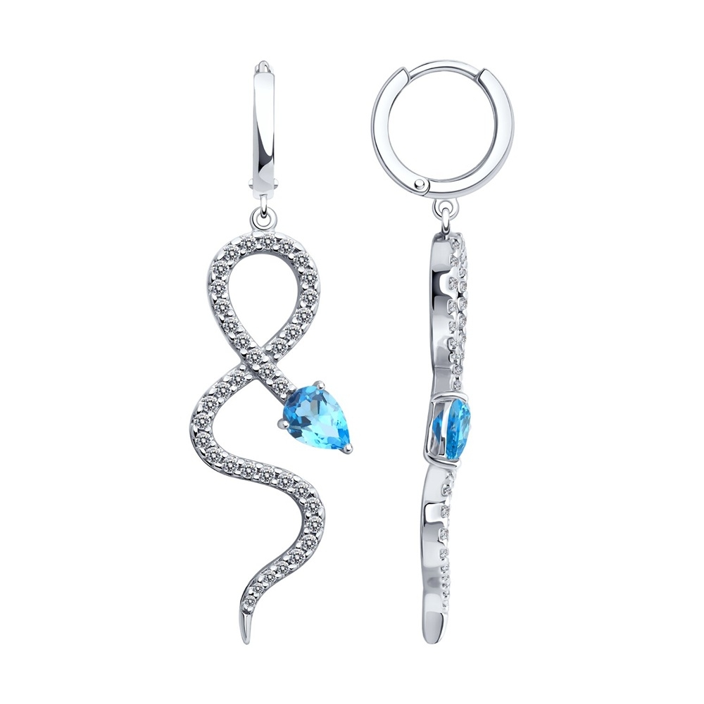 Náušnice  striebras kameňmi Topás, Kubický zirkón