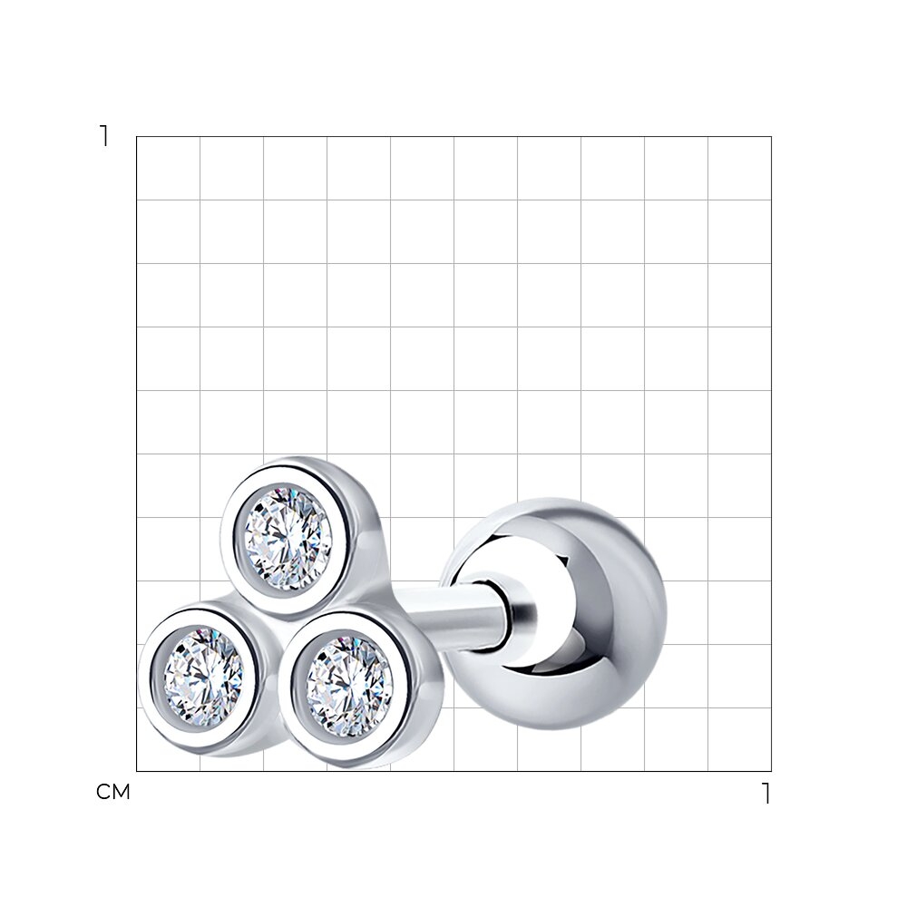 Náušnica Single z strieborný s kameňmi Kubický zirkón