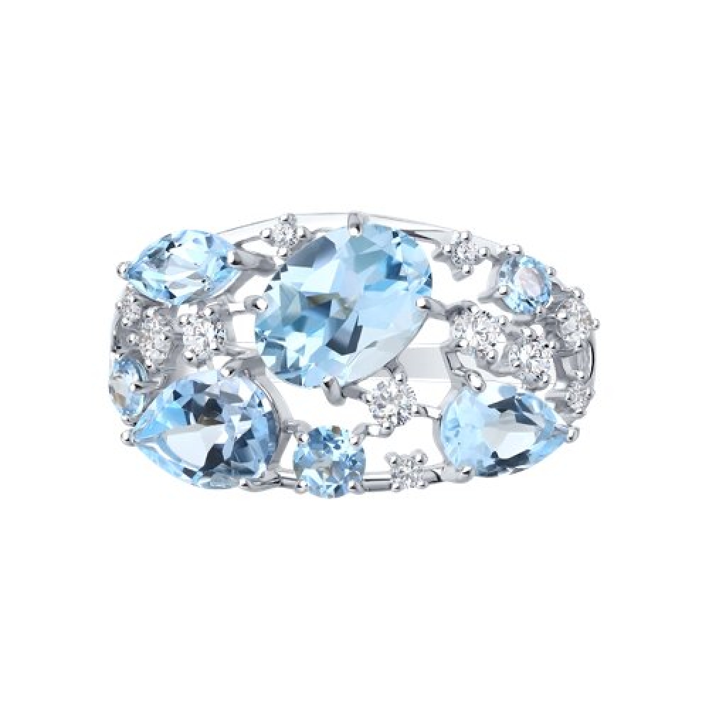 Prsteň z strieborný s kameňmi Topás, Kubický zirkón