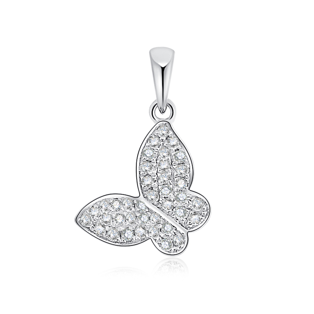 Prívesok z bieleho zlata s kameňmi Diamant