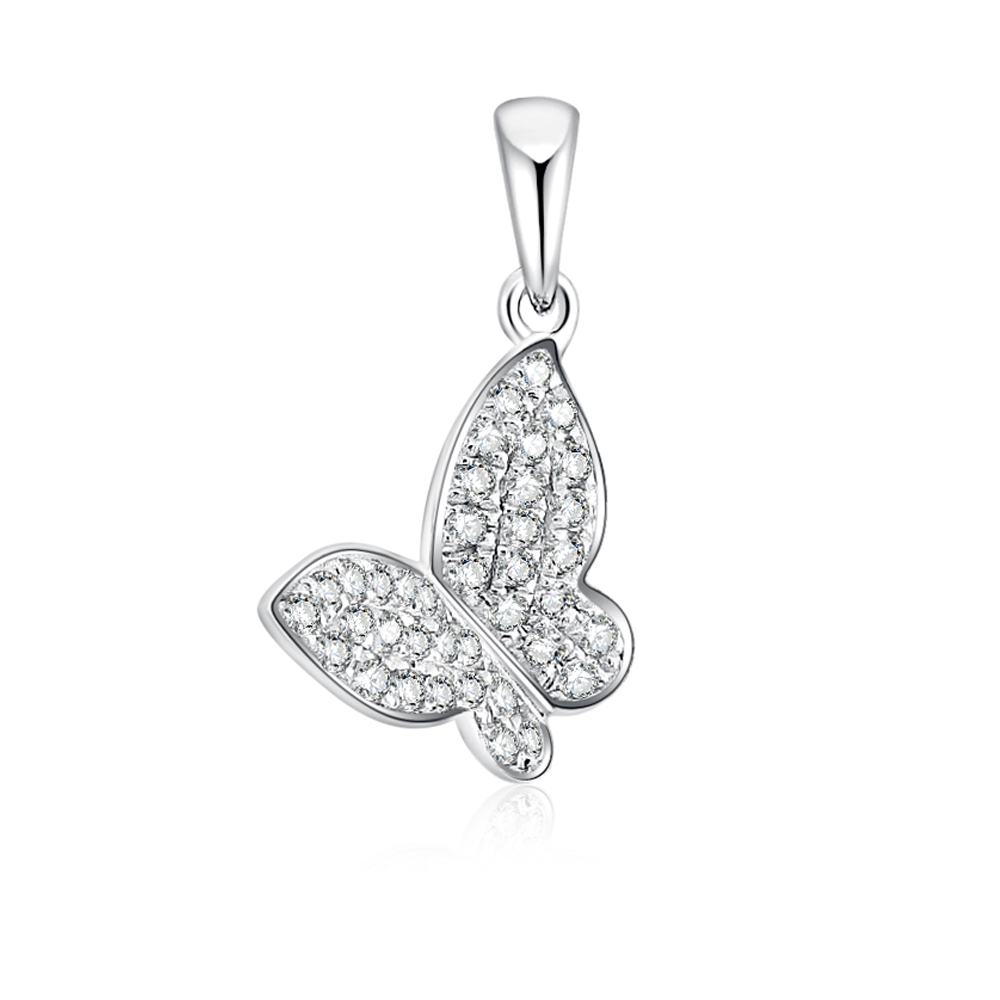 Prívesok z bieleho zlata s kameňmi Diamant
