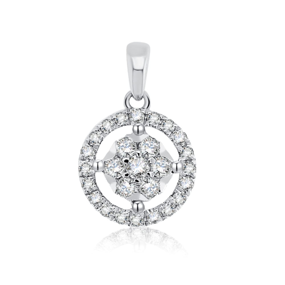 Prívesok z bieleho zlata s kameňmi Diamant