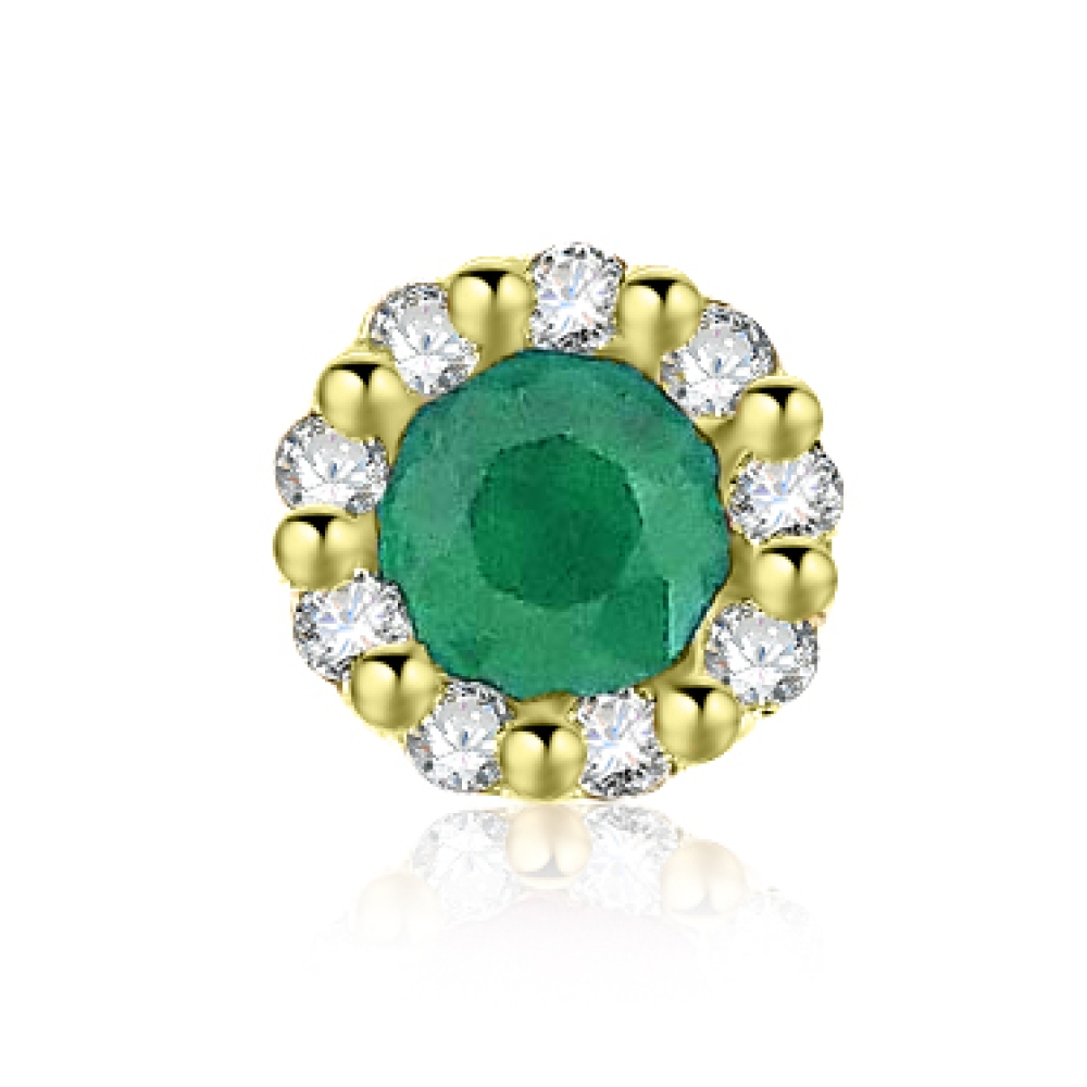 Prívesok zo žltého zlata s kameňmi Diamant, Smaragd