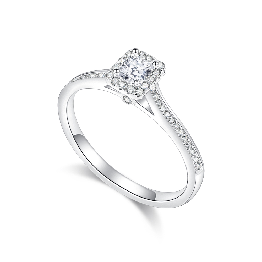Prsteň z bieleho zlata s kameňmi Diamant