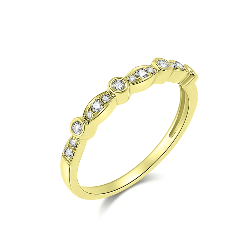 Prsteň zo žltého zlata s kameňmi Diamant
