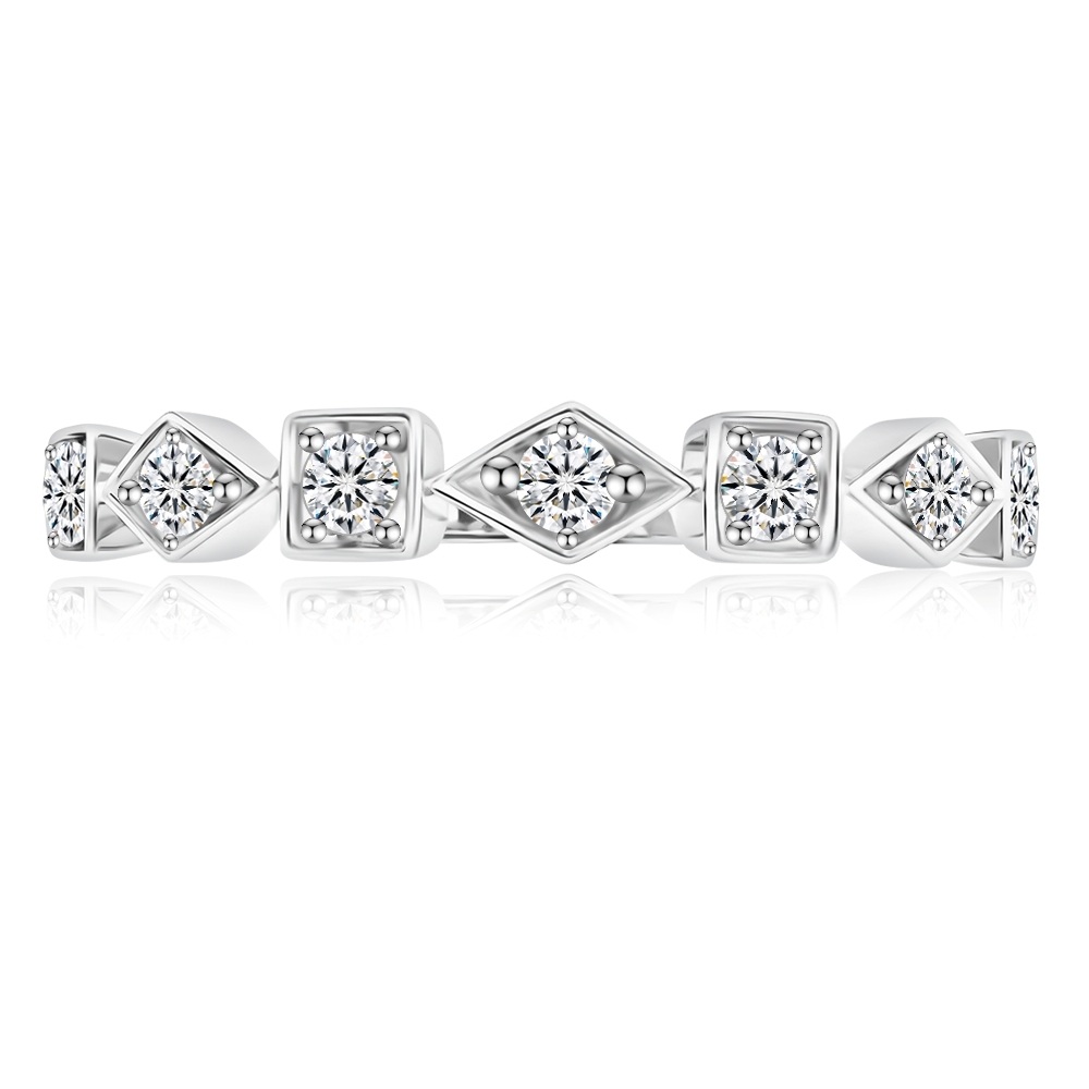 Prsteň z bieleho zlata s kameňmi Diamant