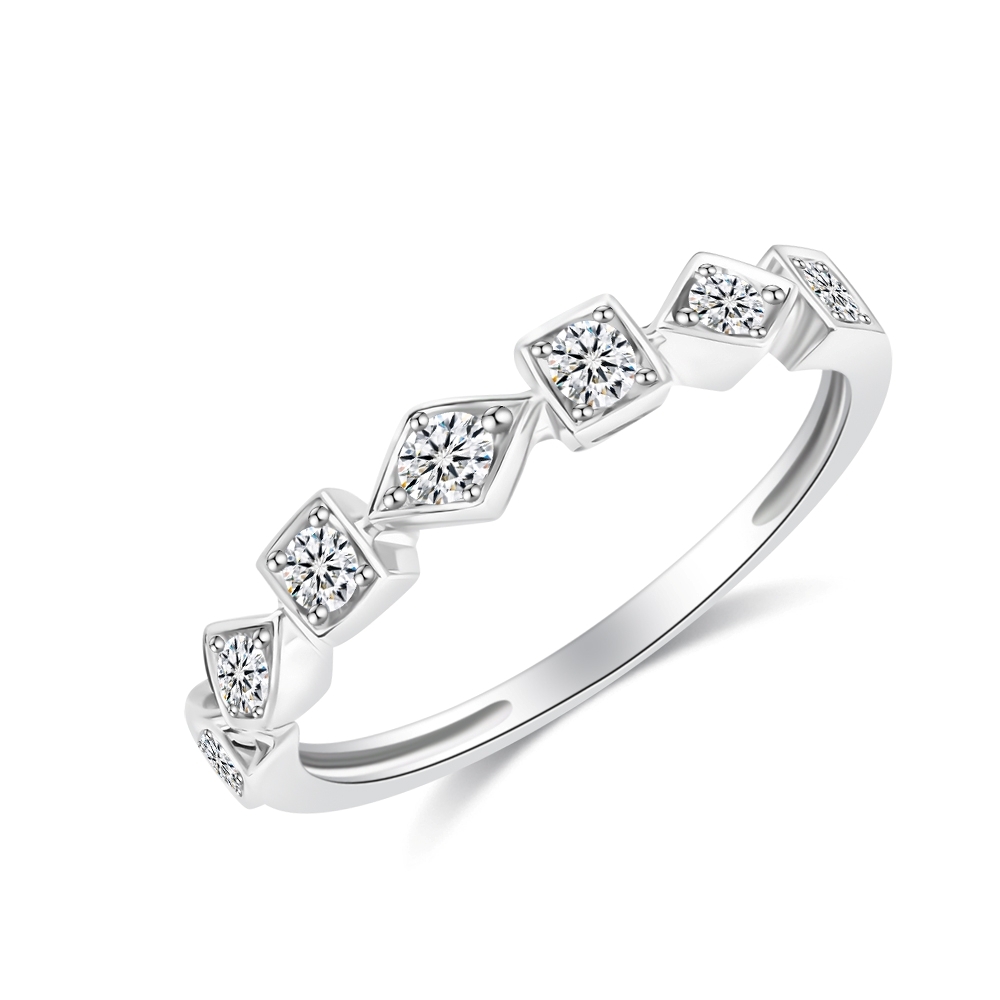 Prsteň z bieleho zlata s kameňmi Diamant