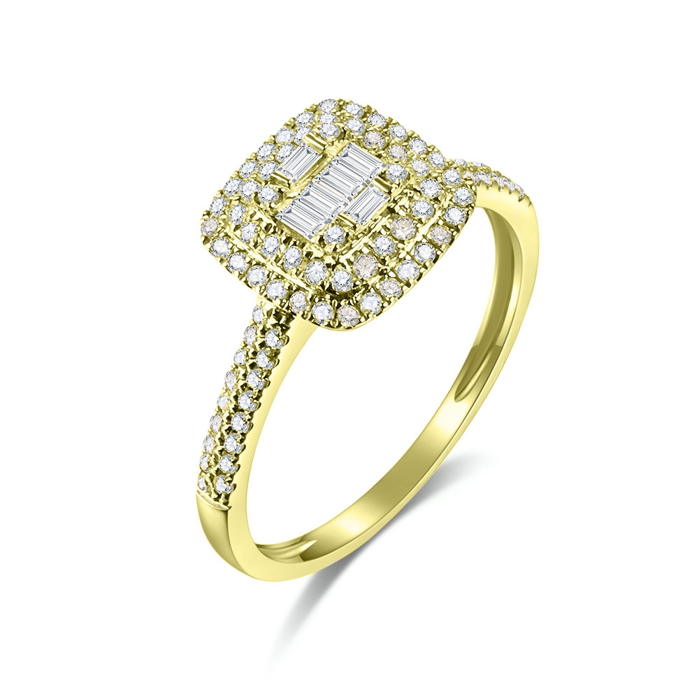 Prsteň zo žltého zlata s kameňmi Diamant