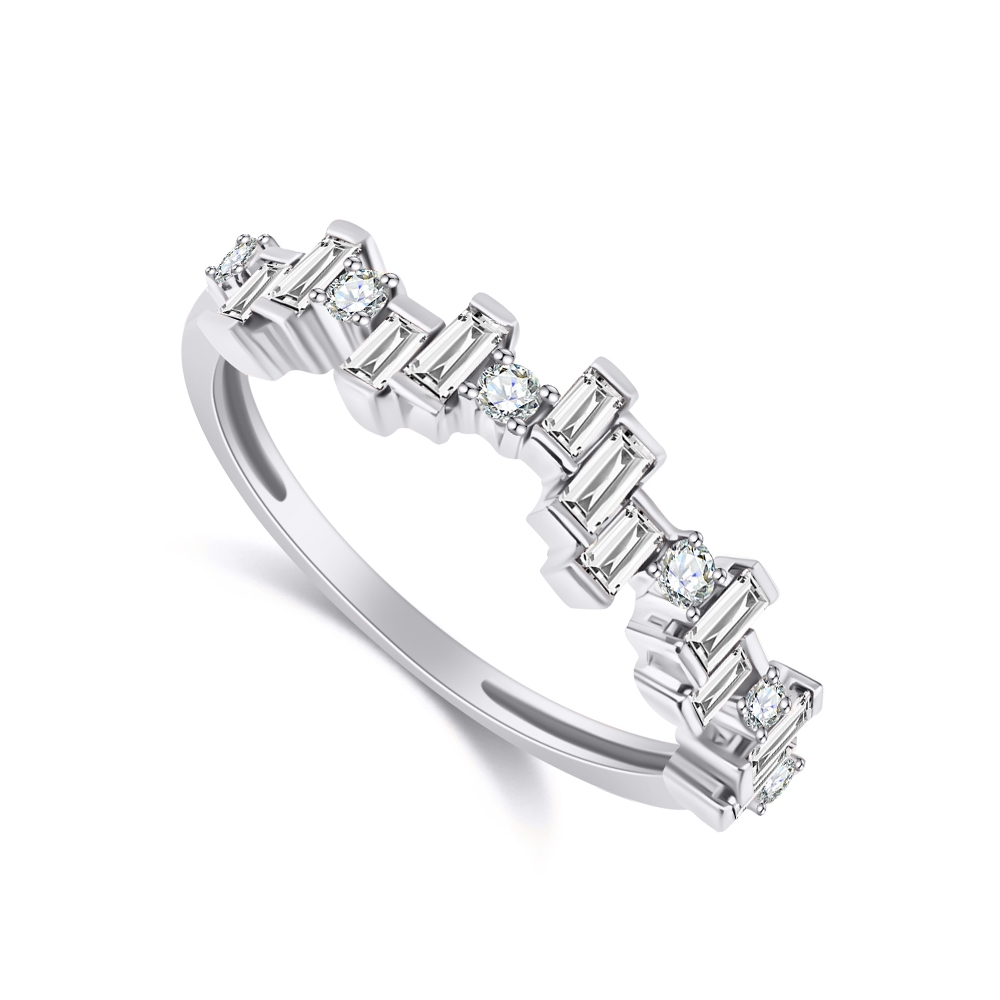 Prsteň z bieleho zlata s kameňmi Diamant
