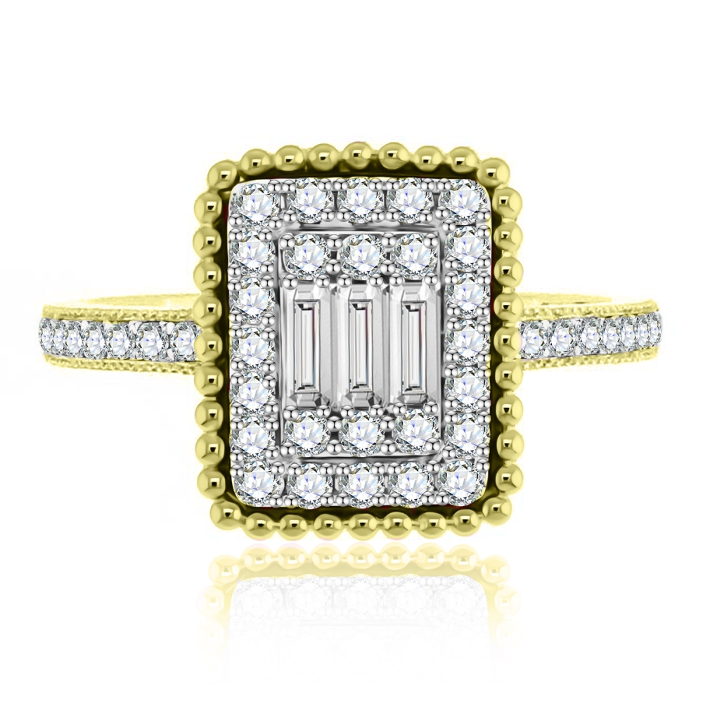 Prsteň zo žltého zlata s kameňmi Diamant