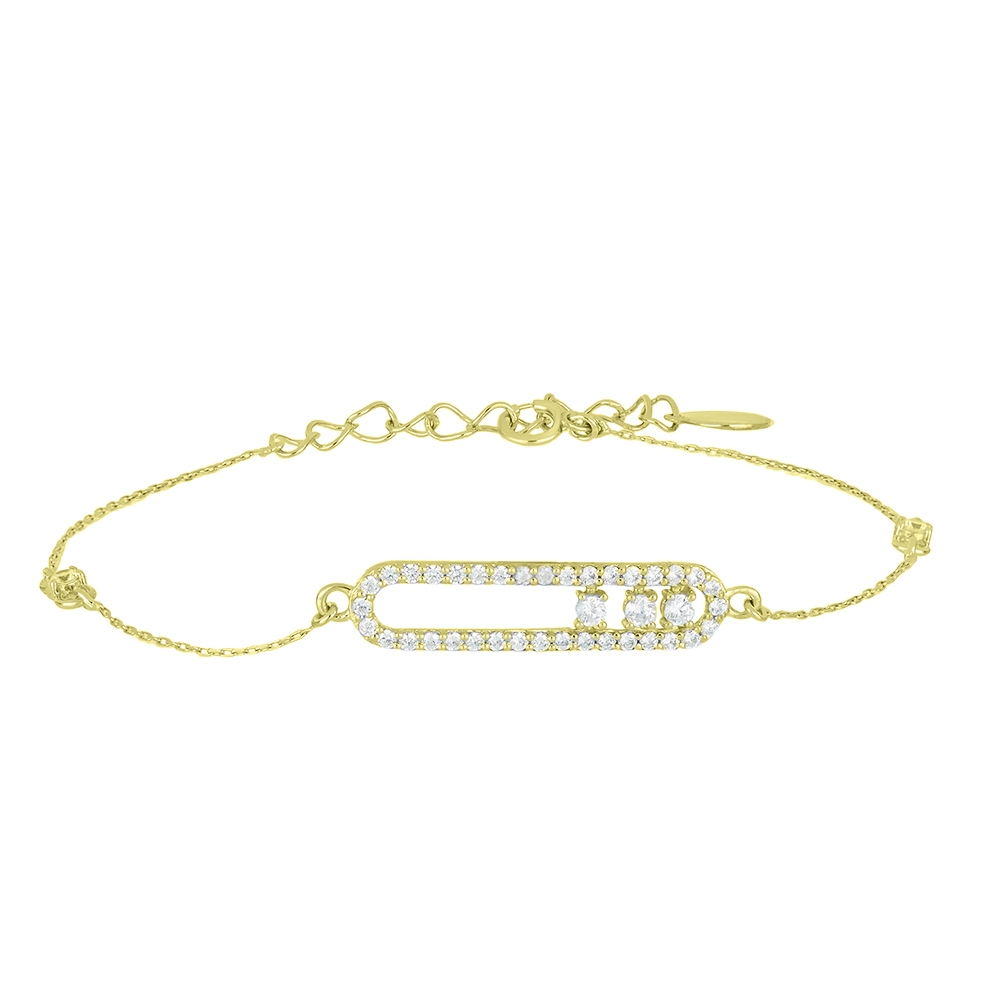 Náramok zo žltého zlata s kameňmi Bezfarebný kubický zirkón