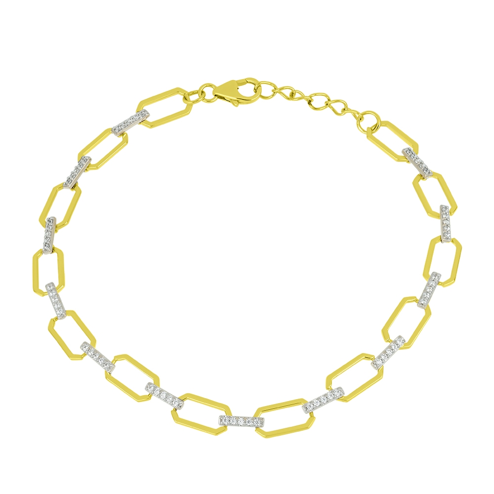 Náramok zo žltého zlata s kameňmi SYN ZIRKÓN 5A- BIELY