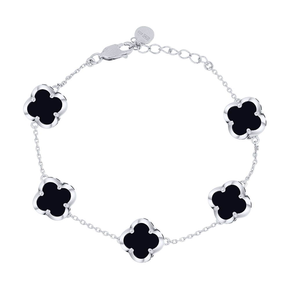 Náramok  zo striebra s kameňmi ÓNYX- ČIERNY