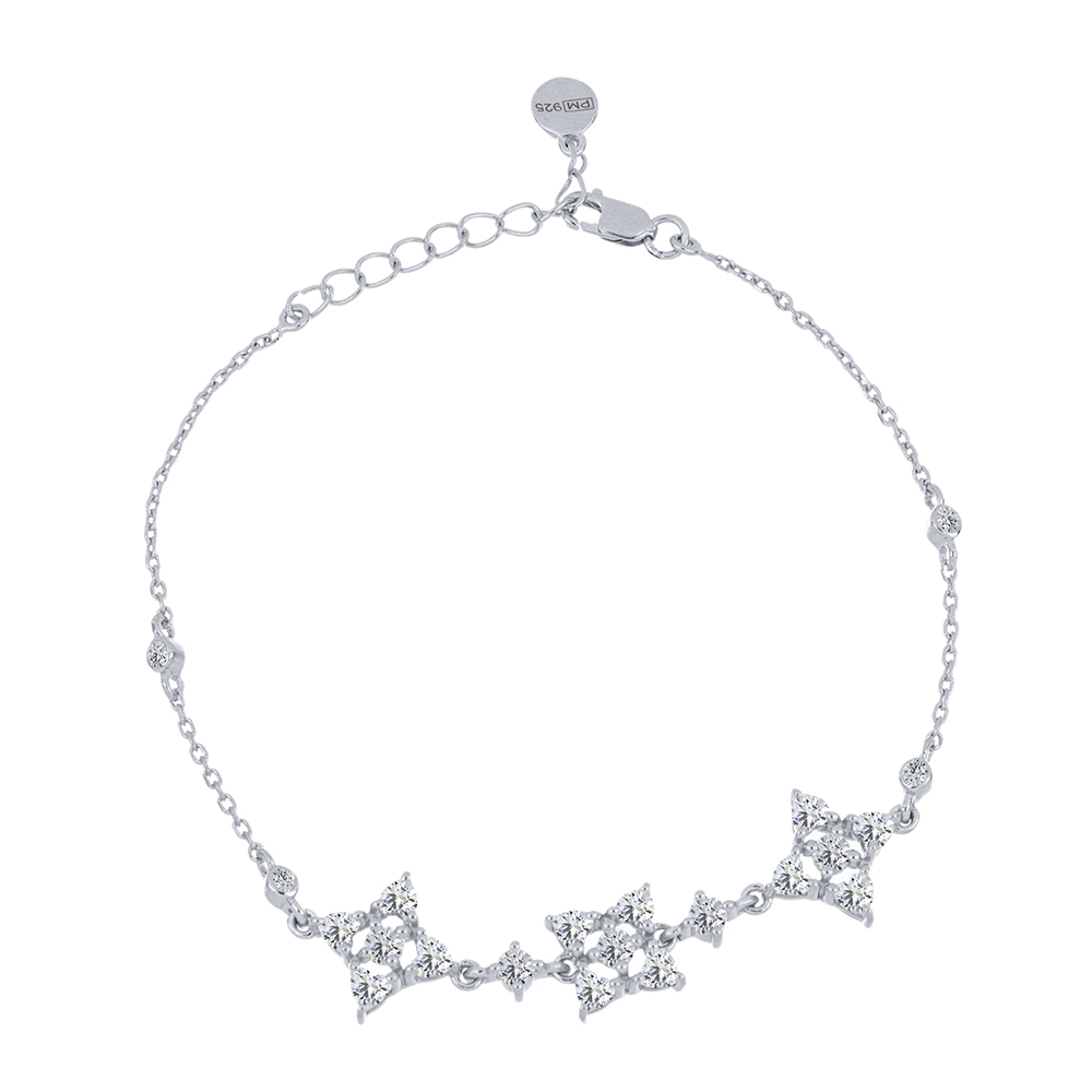 Náramok z bieleho zo striebra s kameňmi SYN ZIRKÓN 5A- BIELY