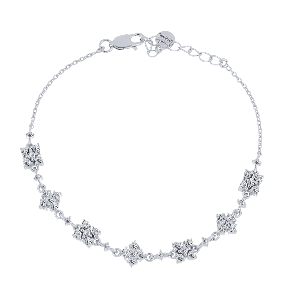 Náramok  zo striebra s kameňmi SYN ZIRKÓN 5A- BIELY