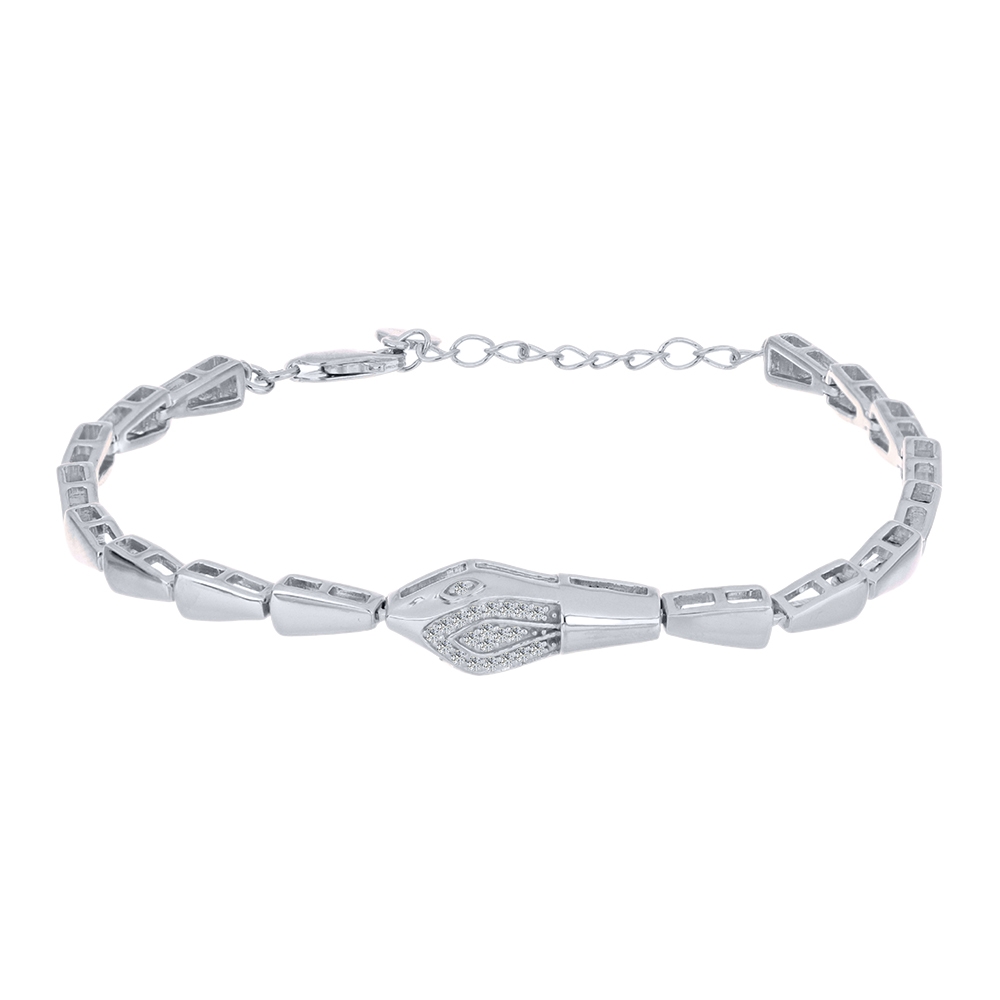 Náramok z bieleho zo striebra s kameňmi SYN ZIRKÓN 5A- BIELY
