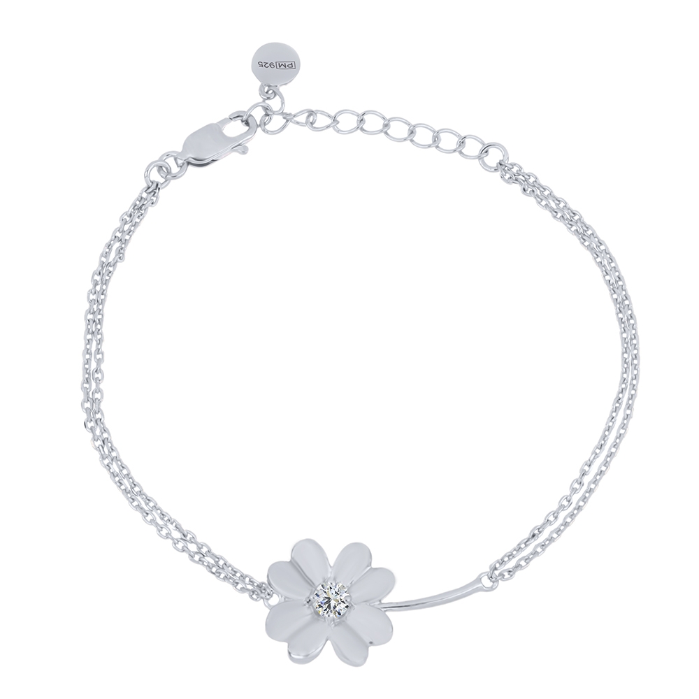 Náramok z bieleho zo striebra s kameňmi SYN ZIRKÓN 5A- BIELY