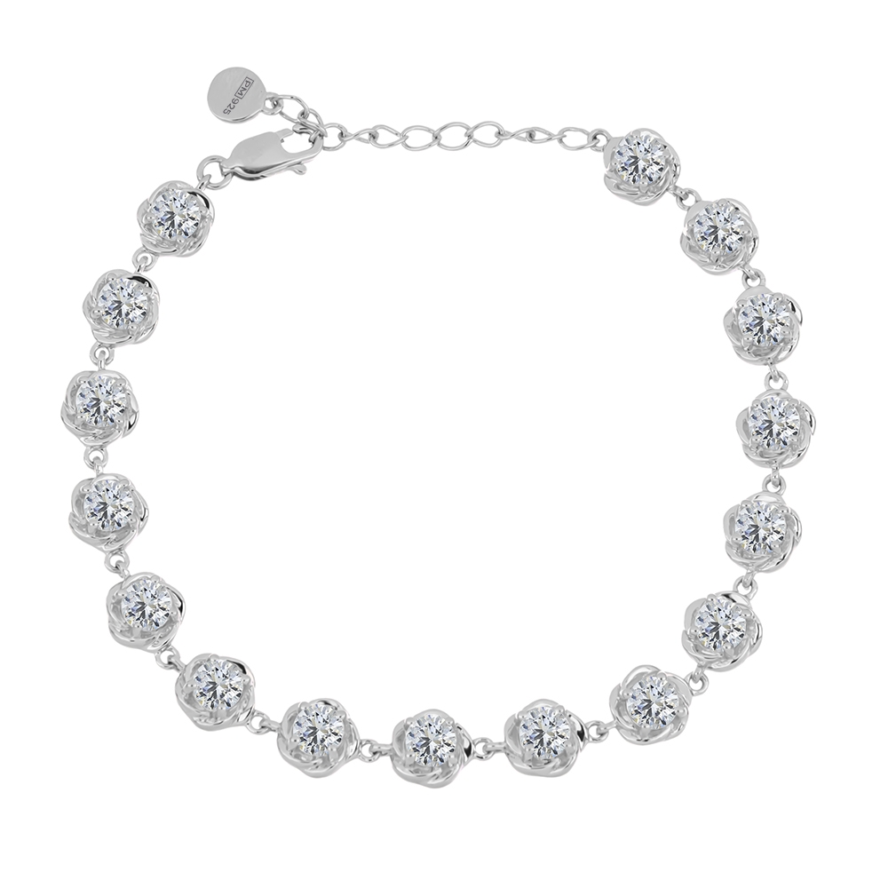 Náramok z bieleho zo striebra s kameňmi SYN ZIRKÓN 5A- BIELY