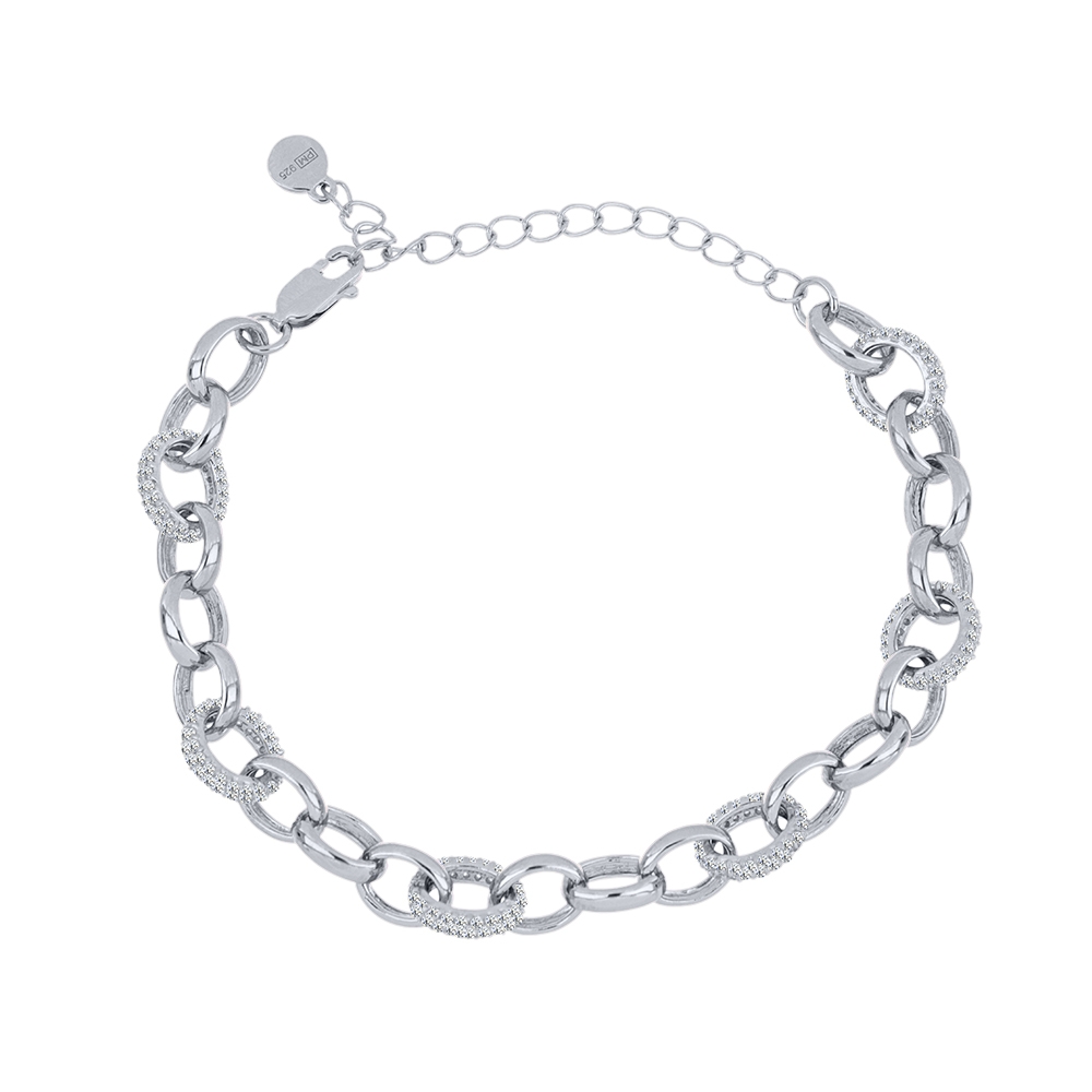 Náramok z bieleho zo striebra s kameňmi SYN ZIRKÓN 5A- BIELY