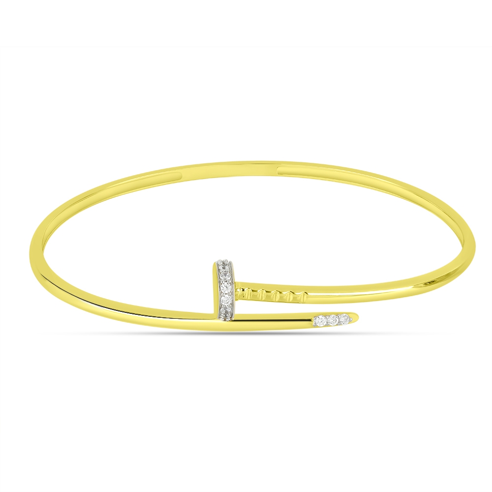 Náramok zo žltého zlata s kameňmi SYN ZIRKÓN 5A- BIELY