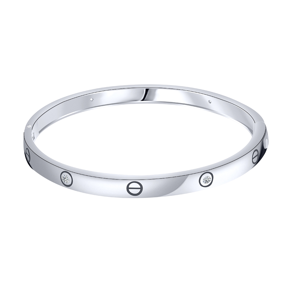 Náramok z bieleho zo striebra s kameňmi SYN ZIRKÓN 5A- BIELY