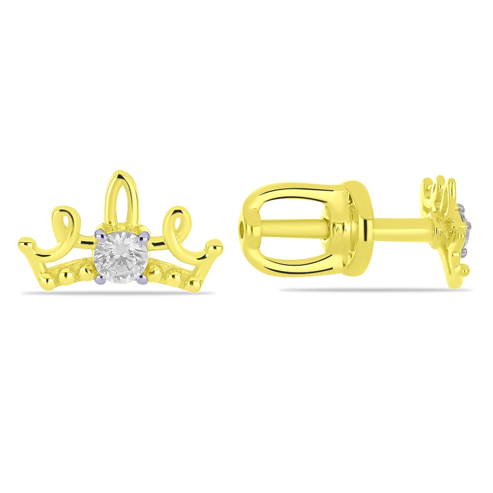 Náušnice z zlata žltá s kameňmi Bezfarebný kubický zirkón