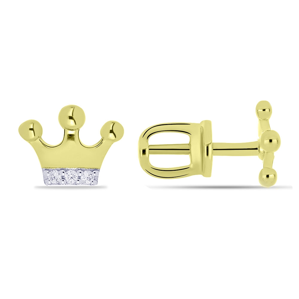 Náušnice zo žltého zlata s kameňmi SYN ZIRKÓN 5A- BIELY