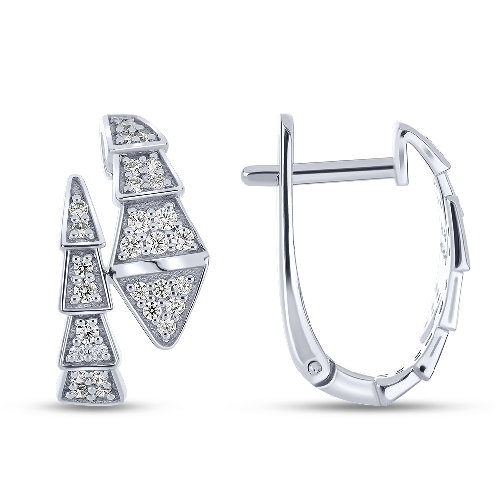 Náušnice z bieleho zlata s kameňmi SYN ZIRKÓN 5A- BIELY