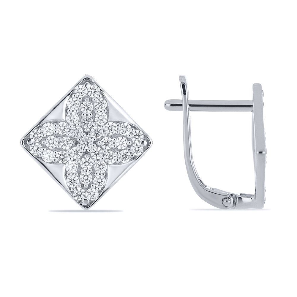 Náušnice z bieleho zlata s kameňmi SYN ZIRKÓN 5A- BIELY
