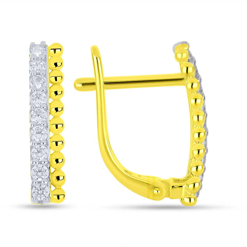 Náušnice zo žltého zlata s kameňmi SYN ZIRKÓN 5A- BIELY