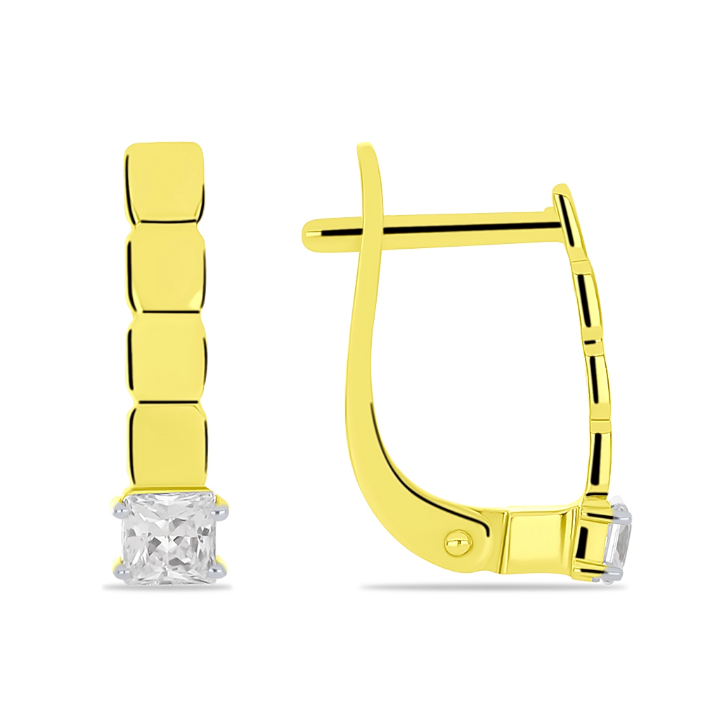 Náušnice zo žltého zlata s kameňmi SYN ZIRKÓN 5A- BIELY