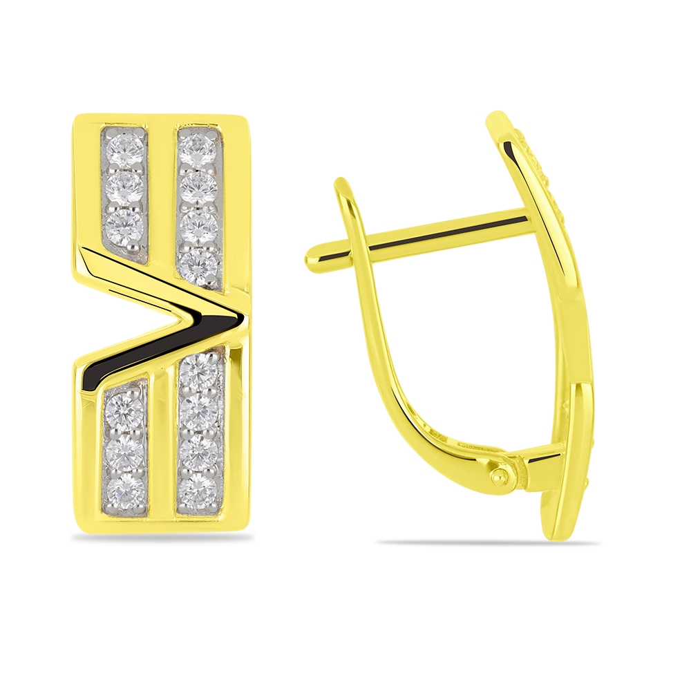 Náušnice zo žltého zlata s kameňmi SYN ZIRKÓN 5A- BIELY