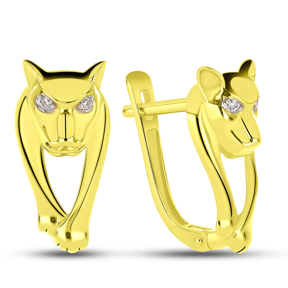 Náušnice zo žltého zlata s kameňmi SYN ZIRKÓN 5A- BIELY