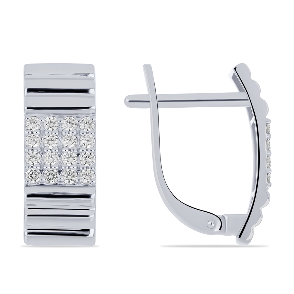Náušnice z bieleho zlata s kameňmi SYN ZIRKÓN 5A- BIELY