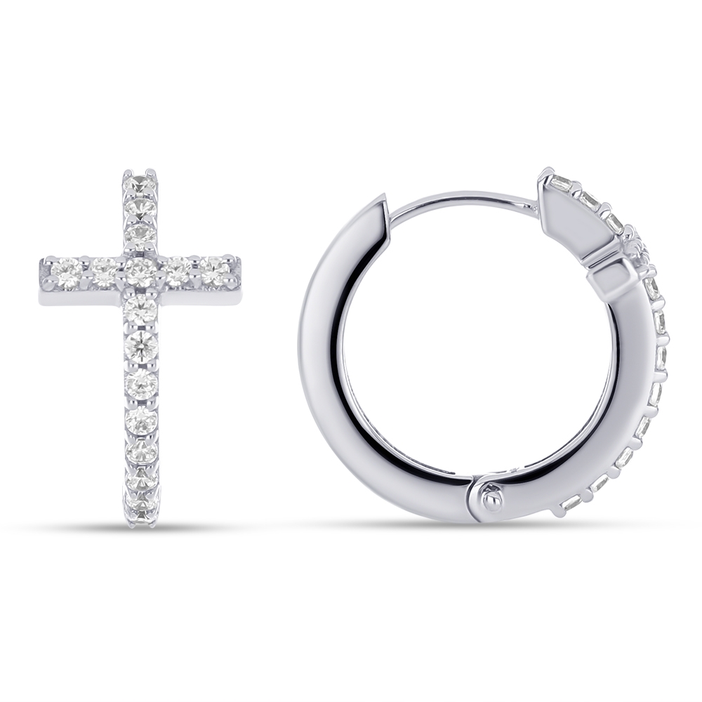 Náušnice z bieleho zlata s kameňmi SYN ZIRKÓN 5A- BIELY